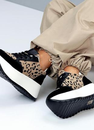 Ультра модные комбинированные сникерсы animal принт на платформе 37-23 38-23,5 39-24