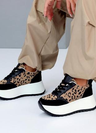 Ультра модные комбинированные сникерсы animal принт на платформе 37-23 38-23,5 39-24