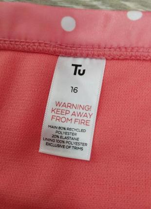 Кораловий роздільний купальник з маєчкою в горох tu4 фото