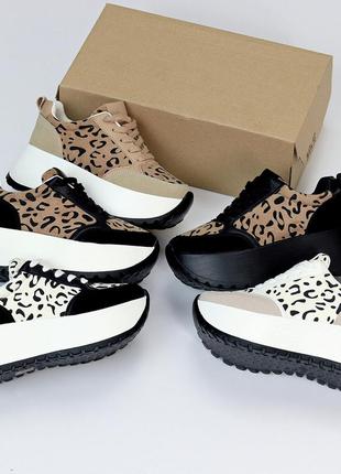 Ультра модные комбинированные сникерсы animal принт на платформе 37-23 38-23,5 39-24