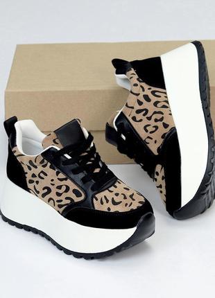 Ультра модные комбинированные сникерсы animal принт на платформе 37-23 38-23,5 39-24