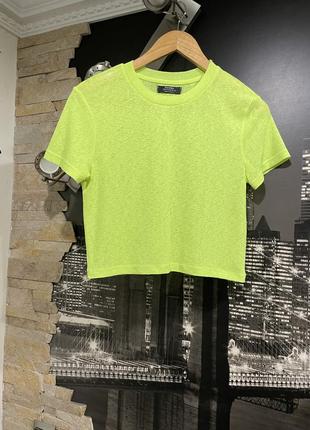 Футболка неоновая яркая салатовая bershka