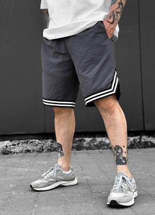 Чоловічі шорти оверсайз сірі на літо бриджі вільного крою з плащової тканини (b)