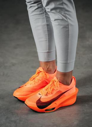 Женские кроссовки nike air zoom alphafly 3 orange black найк оранжевого с черными цветами