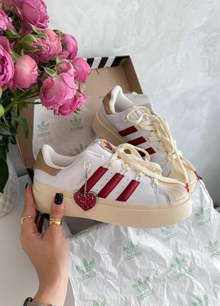 Кроссовки (superstar bonega beige red)👟🥷🏻