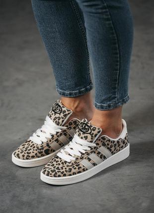 Жіночі кросівки adidas campus leopard адідас кампус леопардового кольору