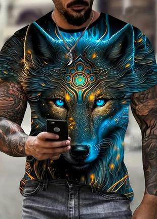 Футболка чоловіча з 3d принтом дух стародавнього вовка - оберіг символ безстрашності, відданості родині xl 54