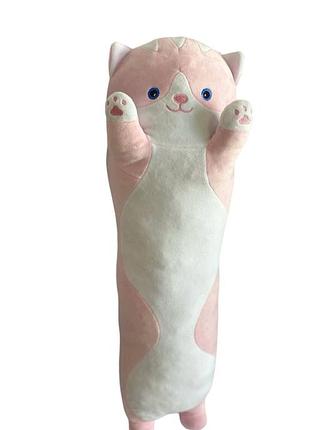 Мягкая игрушка подушка обнимашка кот батон розовый 75 см м114/2