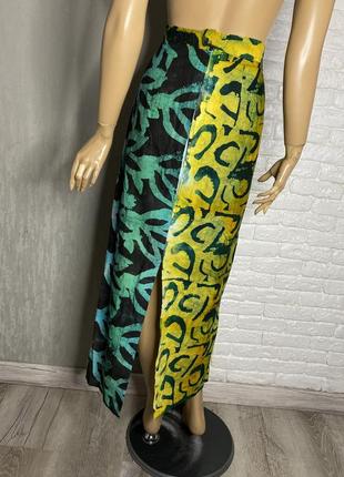 Винтажная длинная юбка в интересный принт винтаж hand made2 фото