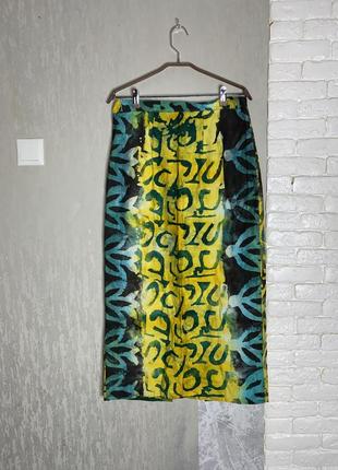 Винтажная длинная юбка в интересный принт винтаж hand made3 фото