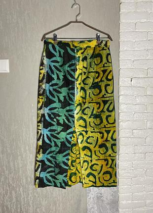 Винтажная длинная юбка в интересный принт винтаж hand made4 фото