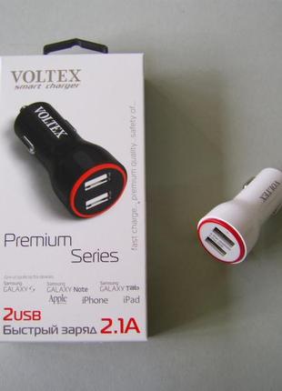 Автомобильное зарядное устройство voltex premium vta-1212 2.1a 2 usb white