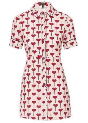 Короткое платье topshop прилегающего силуэта с сердечками valentine
