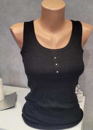 Майка базова в рубчик чорна