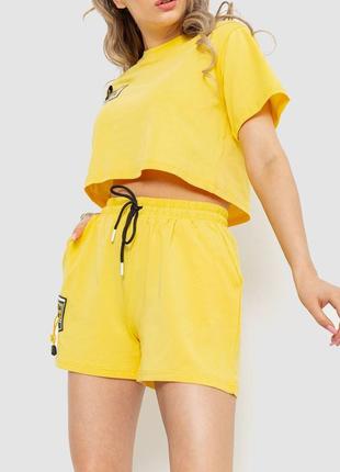 Костюм жіночий повсякденний футболка+шорти, колір жовтий2 фото