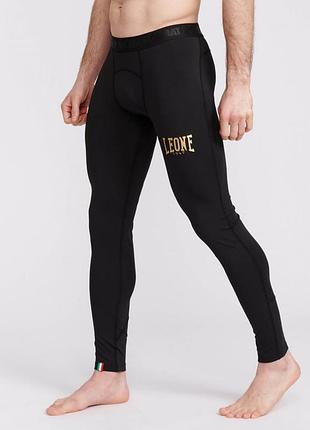 Брюки компрессионные leone black logo gold l