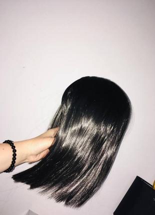 Черный парик кератин клеопатра с челкой