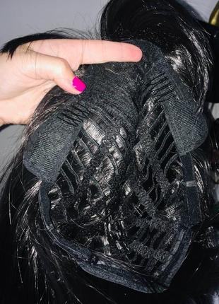 Черный парик кератин клеопатра с челкой