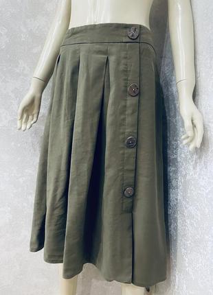Батал!! шикарная вискозная юбка миди оливкового цвета!!!2 фото