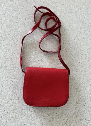 Шкіряна червона сумочка2 фото