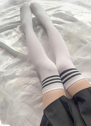 Чулки гольфы выше колена белого цвета в стиле аниме лоза y2k заколонки коспплей