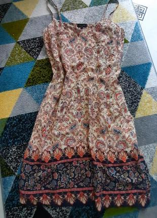 Платье, платье летнее в орнамент на бретели натуральное
