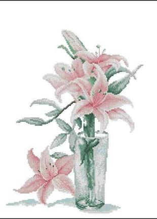 Набір для вишивання хрестиком. розмір: 29*35 см лілії в стакані