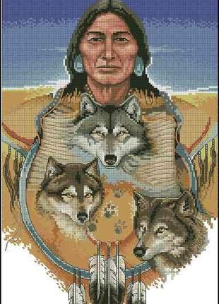 Набір для вишивання хрестиком. розмір: 20*34 см сірі вовки