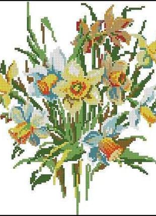 Набор для вышивки крестиком. размер: 21*22 см  букет с нарциссами