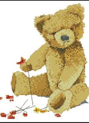 Набір для вишивання хрестиком. розмір: 14*18 см ведмедик з маками