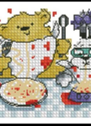 Набір для вишивання хрестиком. розмір: 9*7 см ведмедик обідає