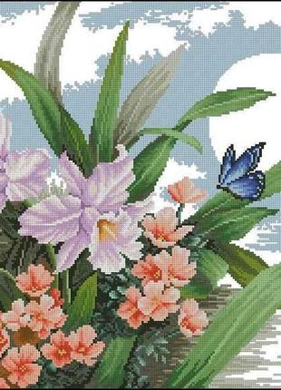 Набір для вишивання хрестиком. розмір: 38*31 см  орхідеї
