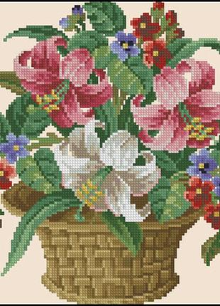 Набір для вишивання хрестиком. розмір: 19*19 см корзина лілій