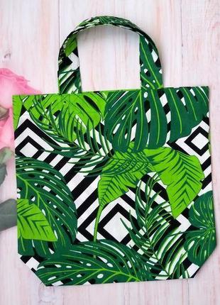 Эко-сумка, шоппер "пальмовые листья"