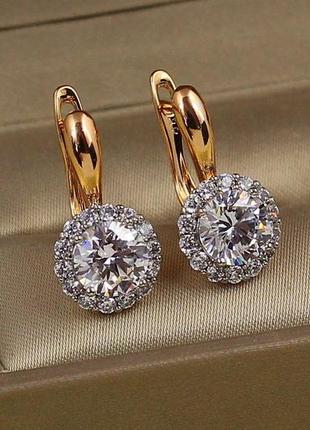 Сережки xuping jewelry сияние в ободке з родієм1,9 см золотисті