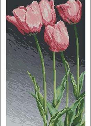 Набор для вышивки крестиком. размер: 24*43 см розовые тюльпаны