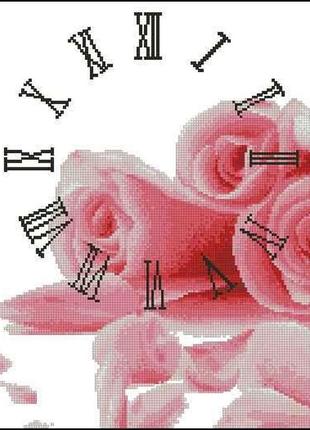 Набор для вышивки крестиком. размер: 21*28 см часы в лепестках роз