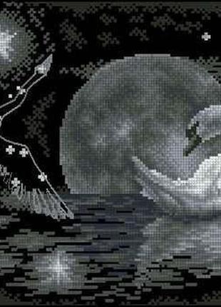 Набір для вишивання хрестиком. розмір: 25*18 см лебідь у місячному сяйві