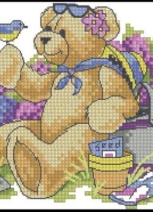 Набір для вишивання хрестиком. розмір: 14*10 см садовий ведмедик