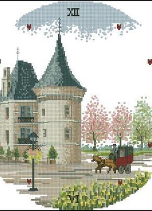 Набор для вышивки крестиком. размер: 24*25 см часы -замок