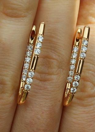 Серьги дорожки 3 см из медицинского золота xuping jewelry (медзолото)
