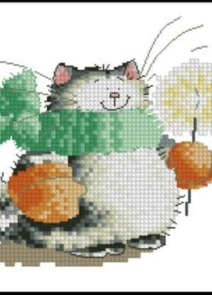 Набір для вишивання хрестиком. розмір: 11*11 см листопадний кіт