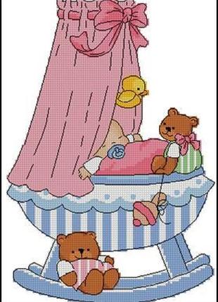Набір для вишивання хрестиком. розмір: 16*23 см метрика дівчинка