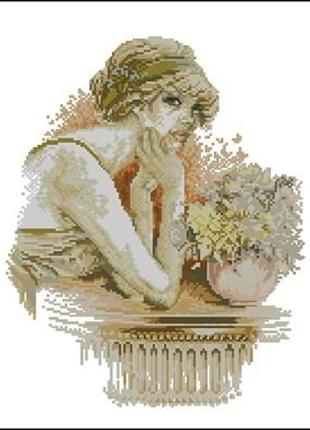 Набор для вышивки крестиком. размер:  24*30 см девушка с букетом