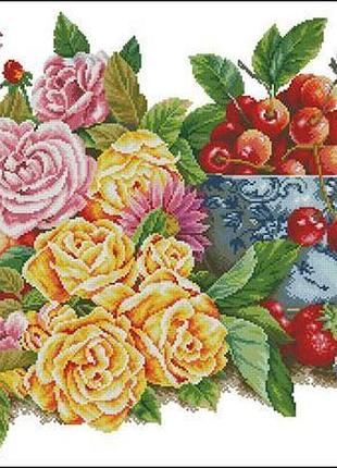 Набір для вишивання хрестиком. розмір: 63*37 см квіти та фрукти