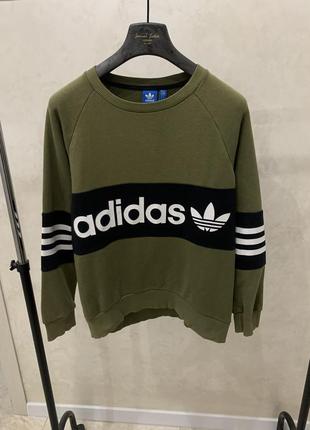 Світшот светр джемпер хакі adidas з логотипом