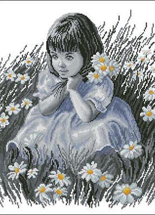 Набор для вышивки крестиком. размер:  26*35 см девочка в ромашках