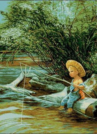 Набір для вишивання хрестиком. розмір: 45*52 см рибак