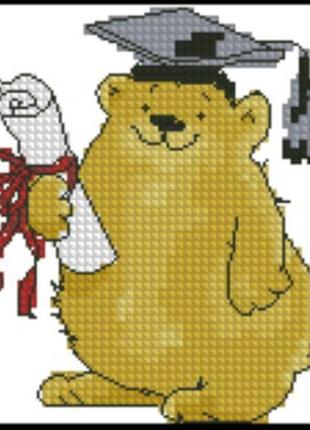 Набір для вишивання хрестиком. розмір: 7*8 см ведмедик вчений