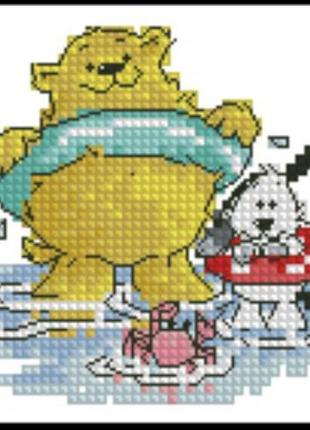 Набір для вишивання хрестиком. розмір: 10*8 см ведмедик на пляжі